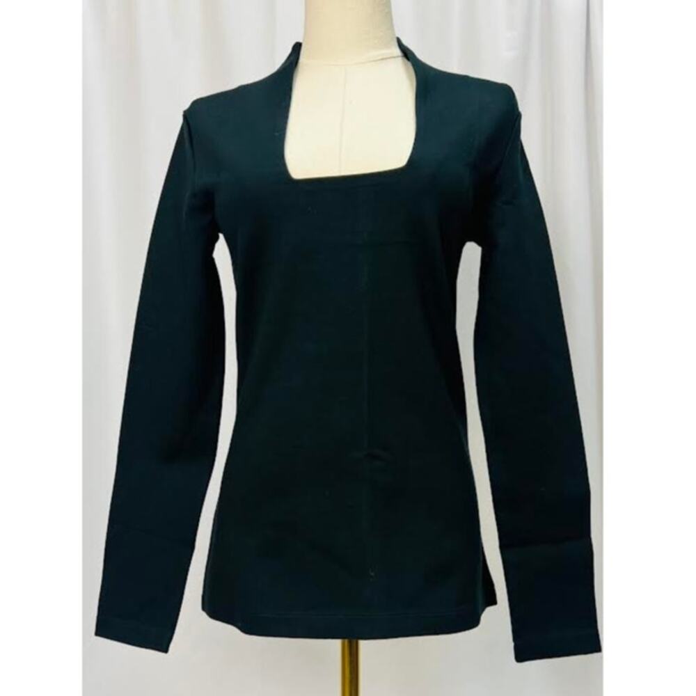 NWT! Kate Spade Saturday Square Neck Jersey Top Black XS